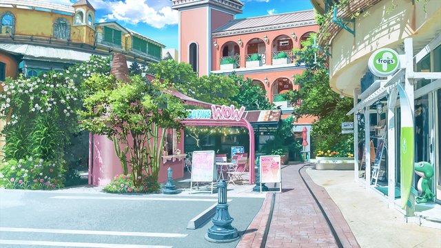 Summer scene at the smoothie shop
